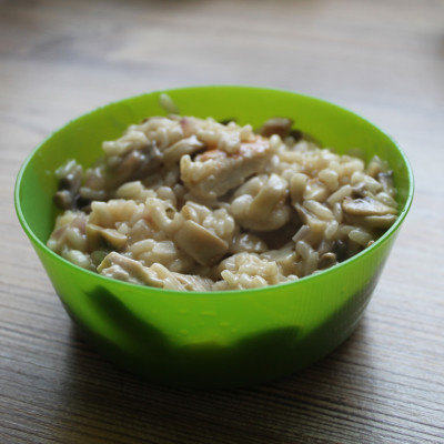 Reis mit Pilzrahmsauce